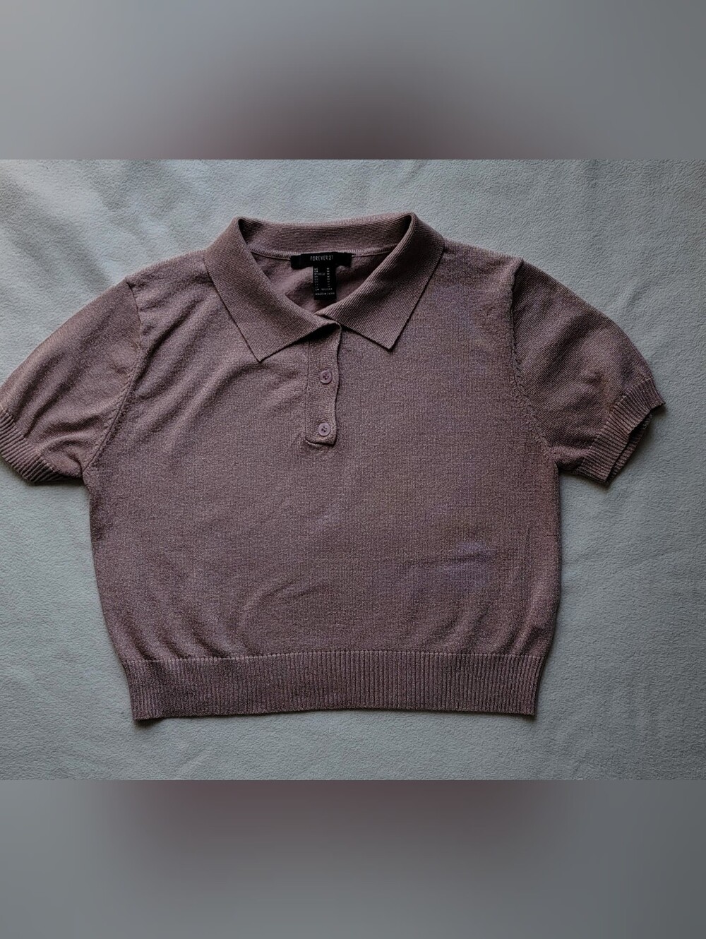 Forever 21 Mauve Polo Short-Sleeve Knit Top